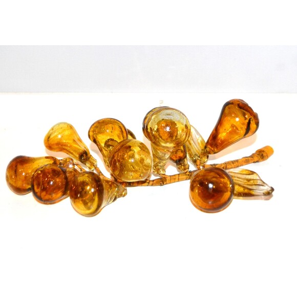 Glass Grapes 1970s Golden Amber Cluster - Picture 4 of 6